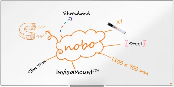 Nobo Impression Pro stål whiteboard 180x90cm vit